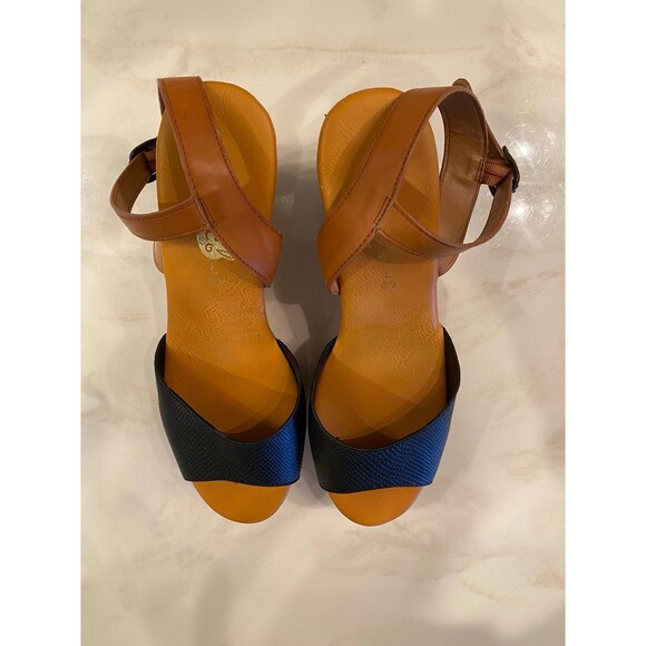 Rue 21 etc! Strappy Wedge 4 inch heel Black Sandals Size L 8/9 Stylish Chic Boho - Picture 3 of 10